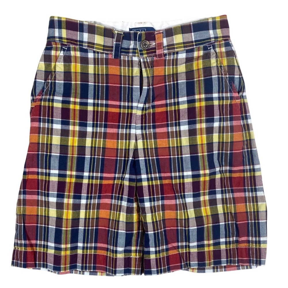 Polo by Ralph Lauren Red, Navy & Yellow Plaid Kids Shorts